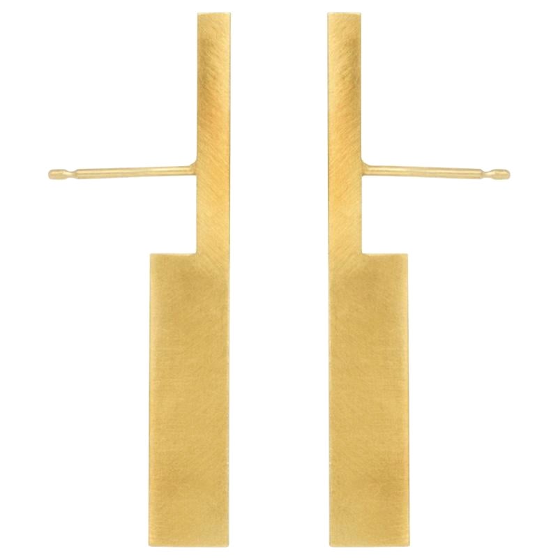 Sterling Silver Gold Plated Long Perspective Earrings