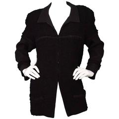 Chanel Black Heavy Boucle Overcoat sz 50 8