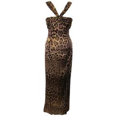 Dolce & Gabbana Leopard Print Halter Evening Gown