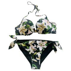 Dolce & Gabbana multicolour beachwear bikini
set in WHITE LILY print