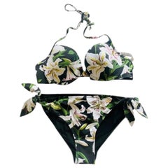 Dolce & Gabbana multicolour beachwear bikini
set in WHITE LILY print