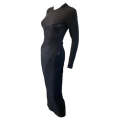 Christian Lacroix for Bazar Black Strech Lace & Knit Long Dress, Paris Size 4