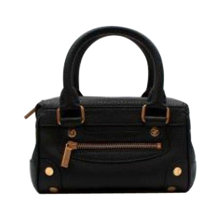 Black grained Leather Mini Tote For Sale