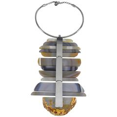 Chanel 09P Runway Large Modernist Agate Statement Necklace 2