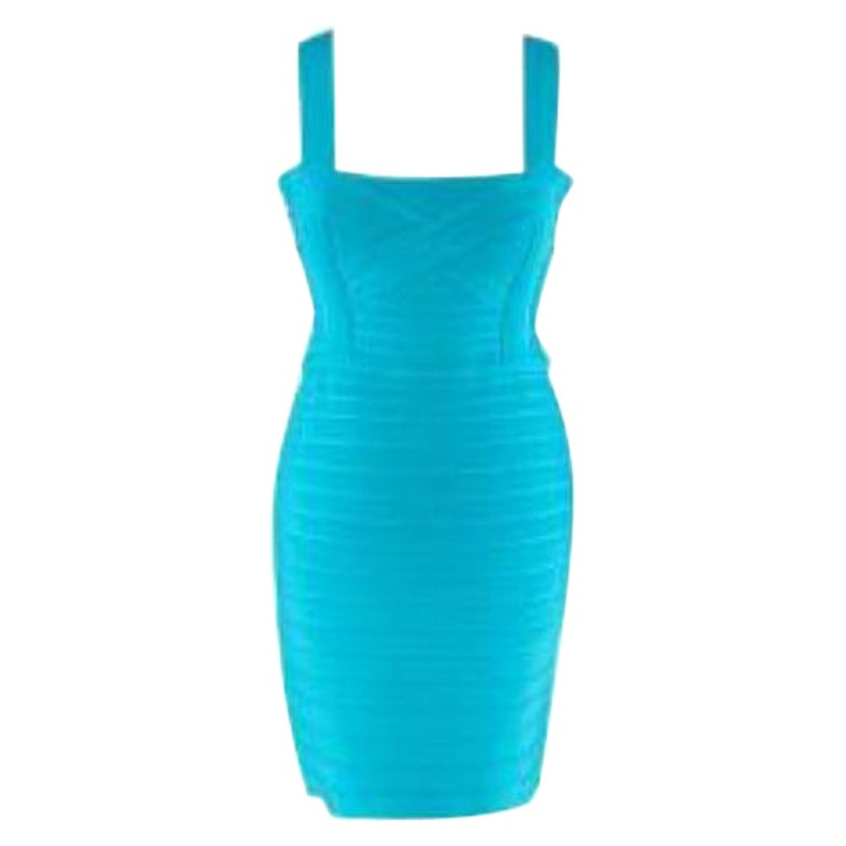 Turquoise stretch-knit bandage dress For Sale