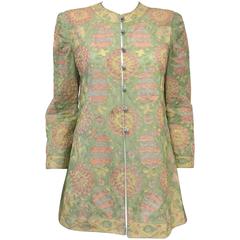 Mary McFadden Couture Pastel Embroidered Silk Jacket W Gold/Silver Thread