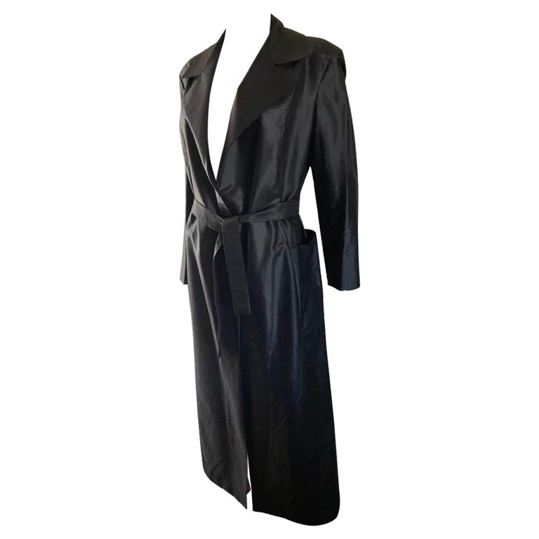 Extē Collection Italy Black Sexy Trench Coat Size 8 For Sale at 1stDibs