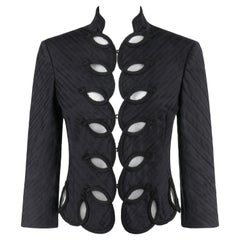 Retro ALEXANDER McQUEEN S/S 2005 "It's Only A Game" Black Eyelet Trim Collared Jacket
