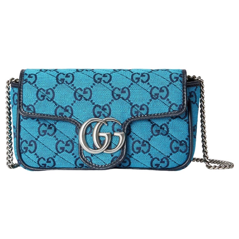 Gucci Blaue GG Marmont Multicolor Super Mini-Tasche im Angebot bei 1stDibs