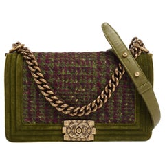 Chanel Multicolour Tweed and Velvet Medium Boy Flap Bag