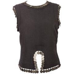 Alexander McQueen Wool Sleeveless Top With Embellished Coins, Spring 2000 7
