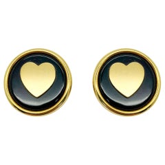 Retro Moschino Gold Heart Earrings 1980s