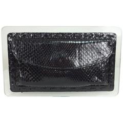 Vintage Lucite & Snakeskin double pocket clutch handbag one-off 1970s 11