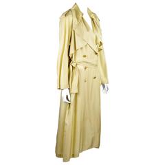 Chanel Boutique 1990s Gold Silk Trench Coat With Gold Buttons Size FR 36 11