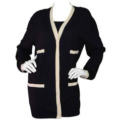 Chanel Black Wool Cardigan sz 50