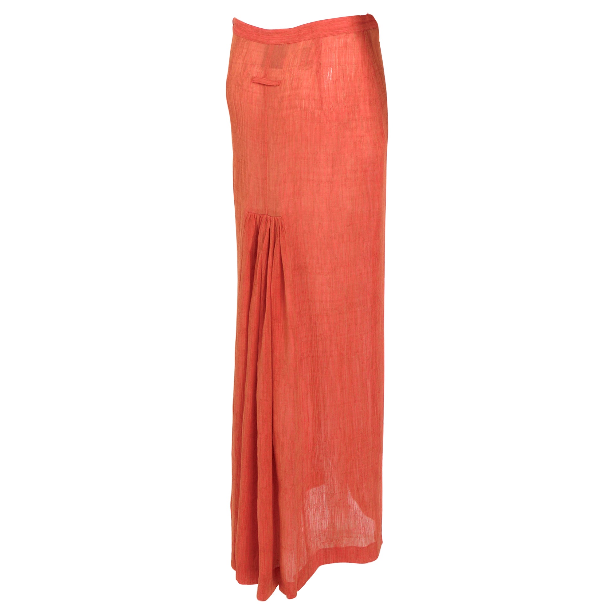 Jean Paul Gaultier vintage 1990s pleated back long terracotta orange skirt