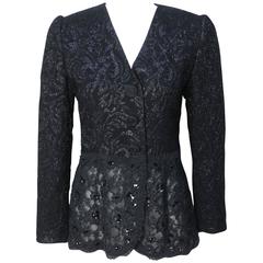 Vintage Rickie Freeman 1980s Metallic and Lace Evening Jacket