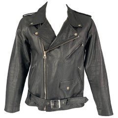 BARNEY'S NEW YORK Size M Black Leather Biker Jacket