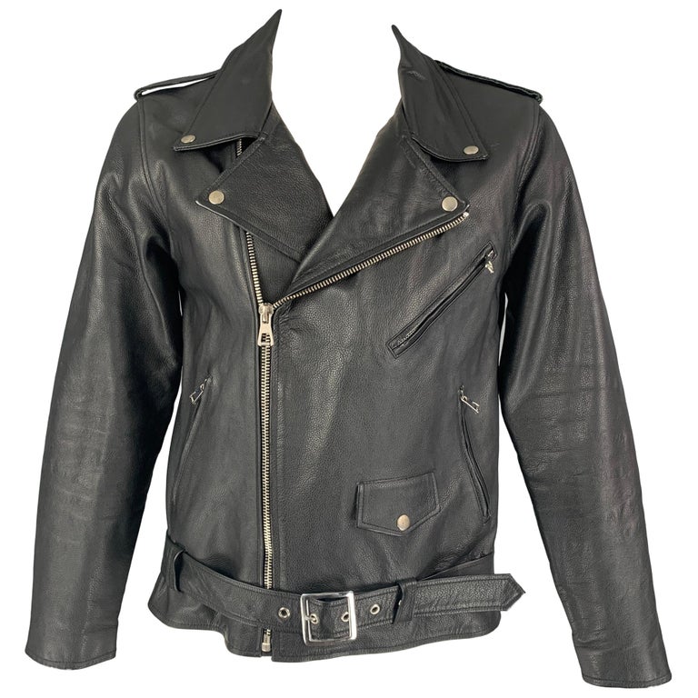 BARNEY'S NEW YORK Size M Black Leather Biker Jacket at 1stDibs