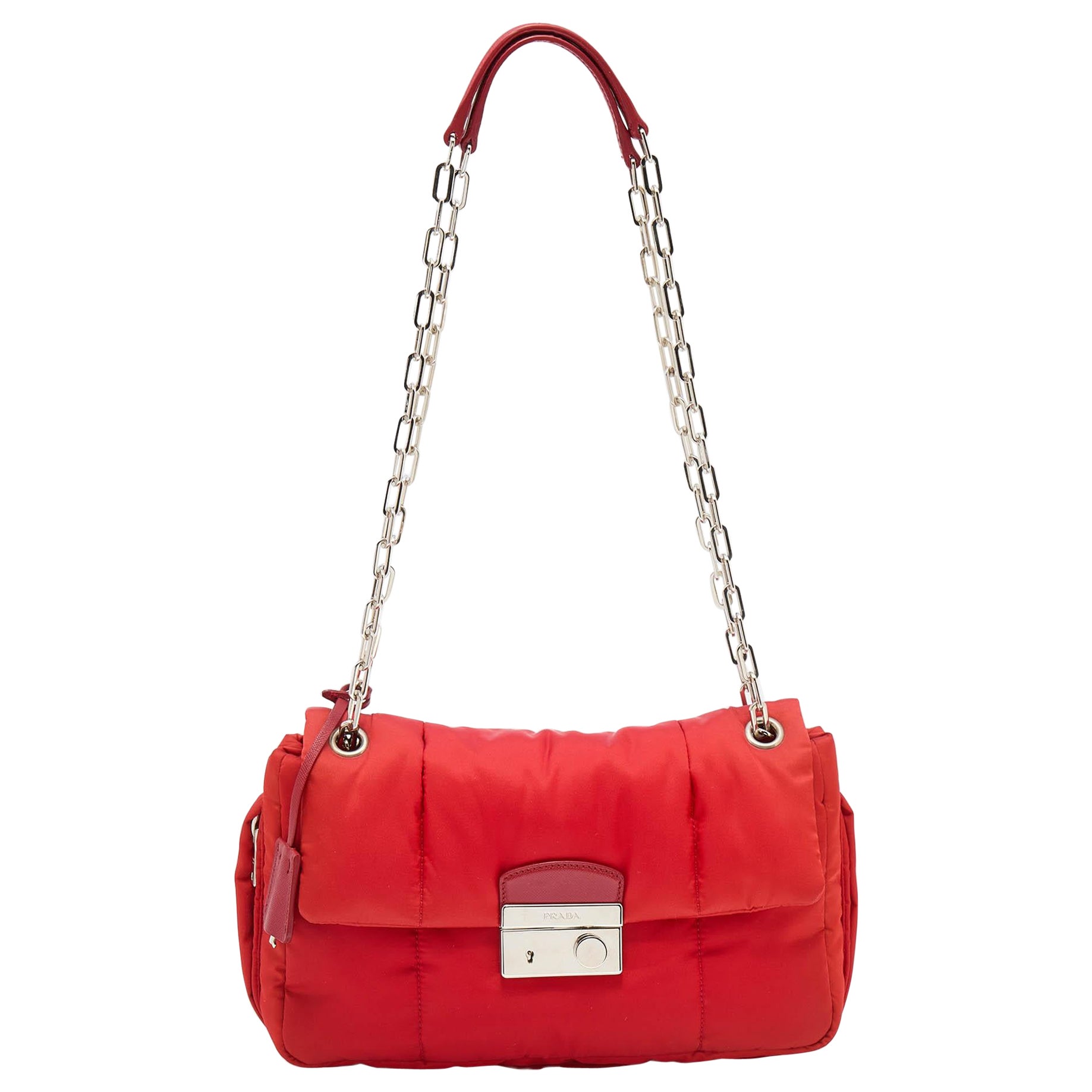 Prada Red Nylon Bomber Chain Shoulder Bag at 1stDibs red prada bag