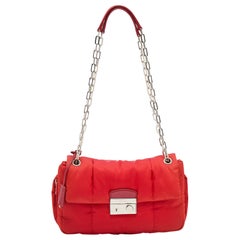 Prada Red Nylon Bomber Chain Shoulder Bag