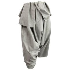 COMME des GARCONS Size S Grey Wool Deconstructed Draped Drop Crotch Pants