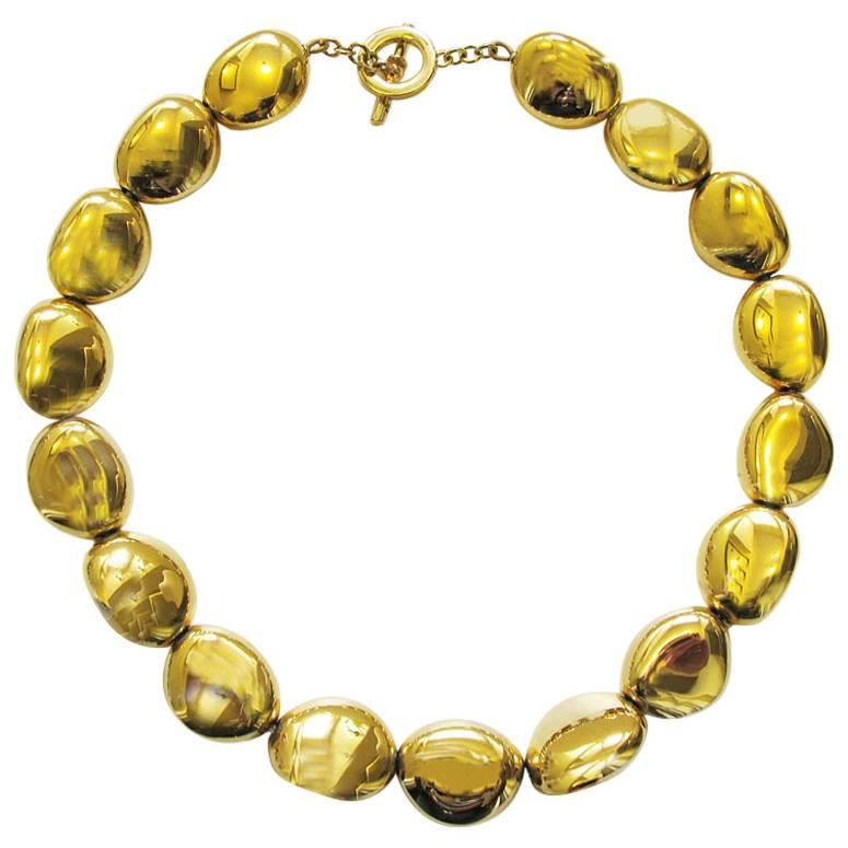 Ralph Lauren Gold-Tone Pebble Choker Necklace For Sale