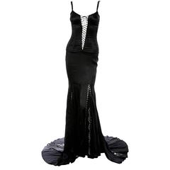 Rare Dolce & Gabbana Lace Up "Bond Girl" Evening Gown