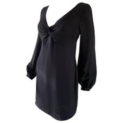 Little Black Dress Valentino Roma Draped Front Chemise, Italy NWT Size 8