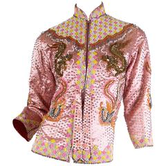 Vintage Epic 1960s Crystal Encrusted Chinese Dragon Jacket