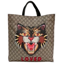 Gucci Monogram Angry Cat Tote Handbag (2017)