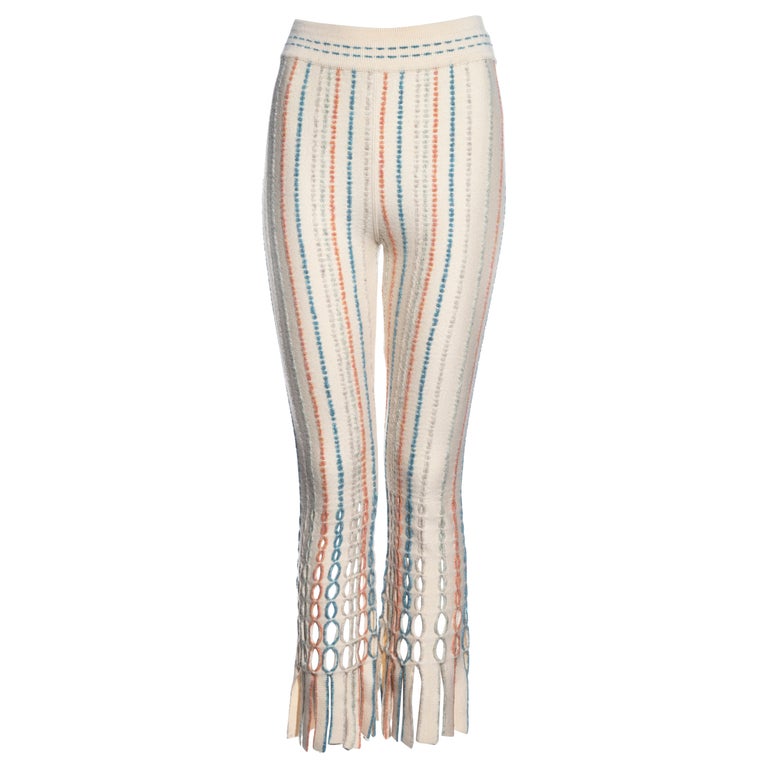 Azzedine Alaia cream perforated boiled wool leggings, fw 1993 For Sale