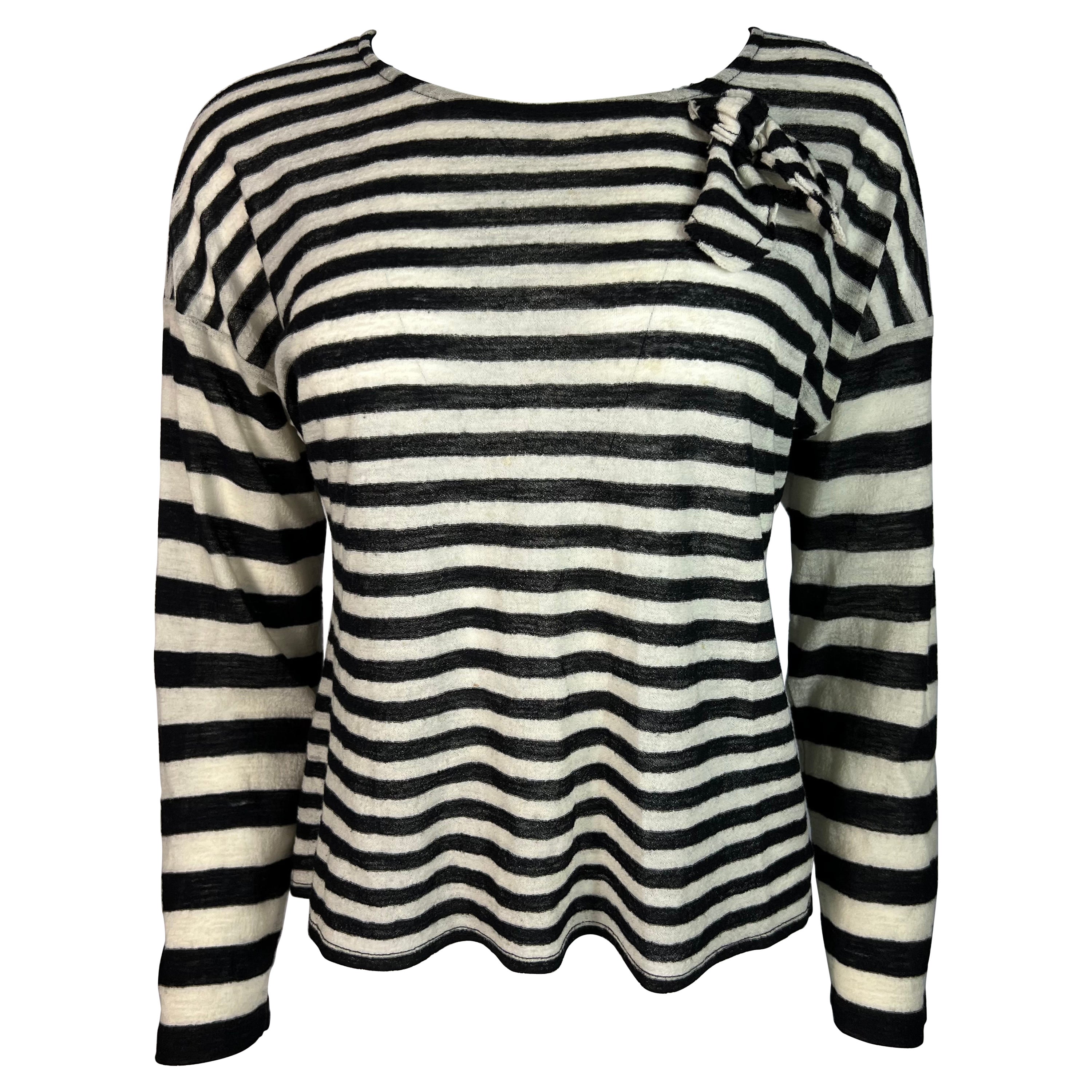 Sonya Rykiel Black & White Striped Top, Size XL For Sale