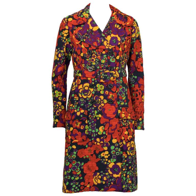 1960's Donald Brooks Baby-doll Floral Trench at 1stDibs