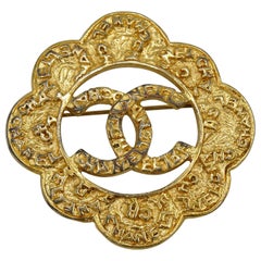 Chanel Vintage Gold Toned Polylobe CC Logo Brooch, Fall 1995
