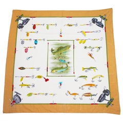 Vintage 1990s Gucci Cotton Fly Fishing Scarf 
