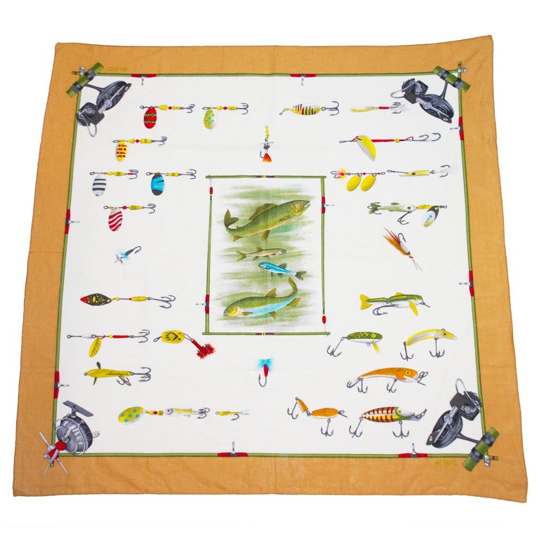 1990s Gucci Cotton Fly Fishing Scarf at 1stDibs