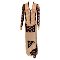 Jean Paul Gaultier P/E 2001 Top cardigan a pois trasparenti e maxi vestito 2 pezzi