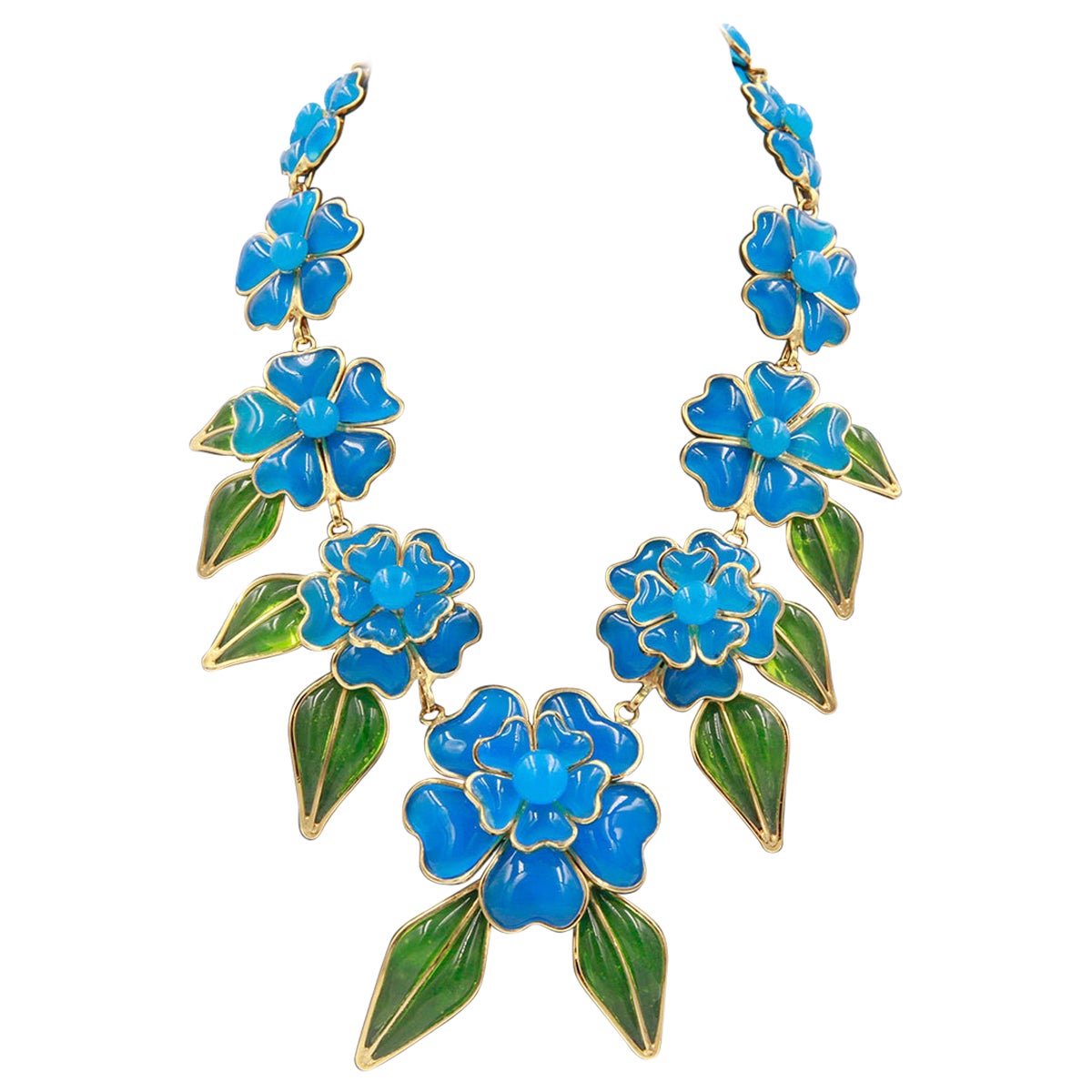 Collana vintage in vetro AUGUSTINE PARIS by Thierry Gripoix Camelia, anni '90 in vendita