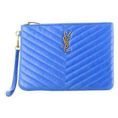Yves Saint Laurent Quilted Blue Clutch