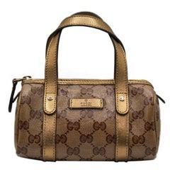 Nano Gucci Golden Boston Bag in Canvas & Leather