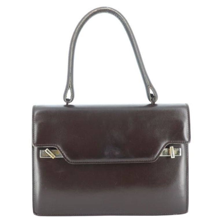 Delvaux Vintage Handbag in Brown and Lambskin Leather Lining For Sale at  1stDibs