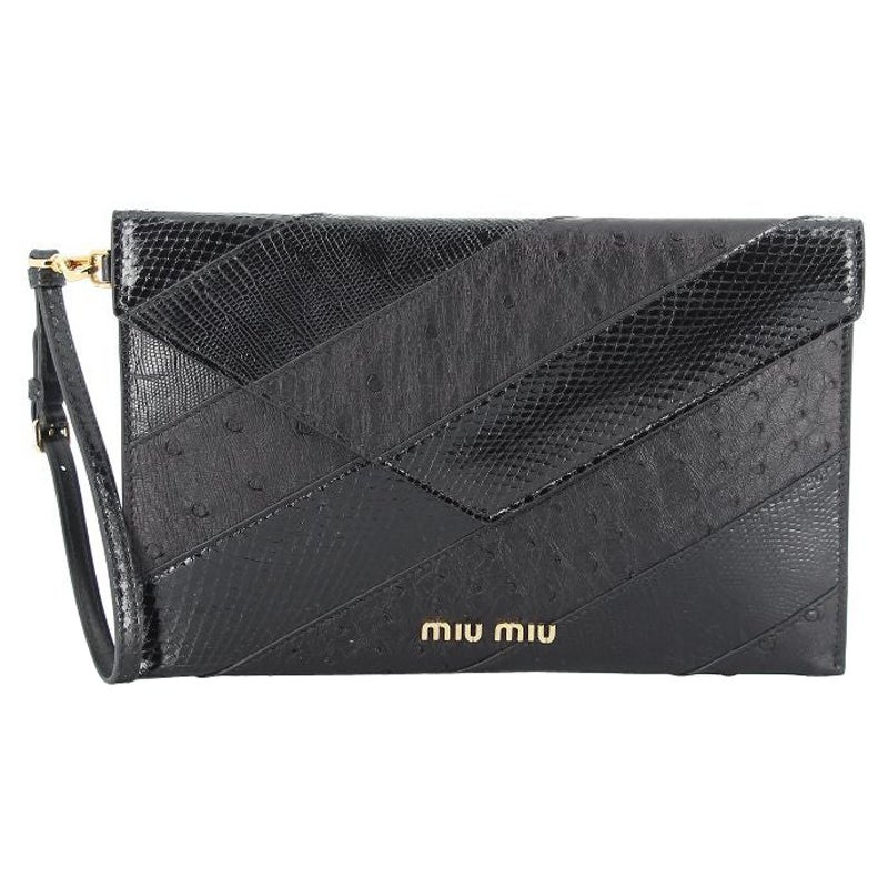 Miu Miu Black Lezard/Ostricth Clutch