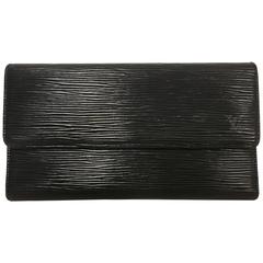 Used Louis Vuitton Black Epi Tri Fold Wallet Excellent Condition