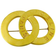 Celine Paris Vintage Gold getönten Doppelring Brosche