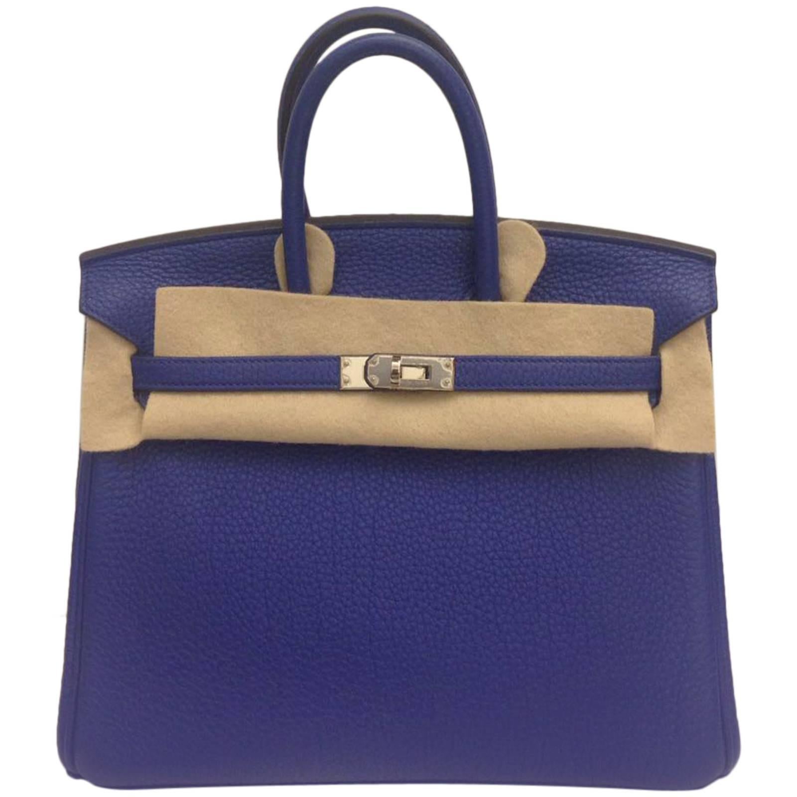 Brand New Hermes Birkin 25 Electirc Blue Clemence PHW