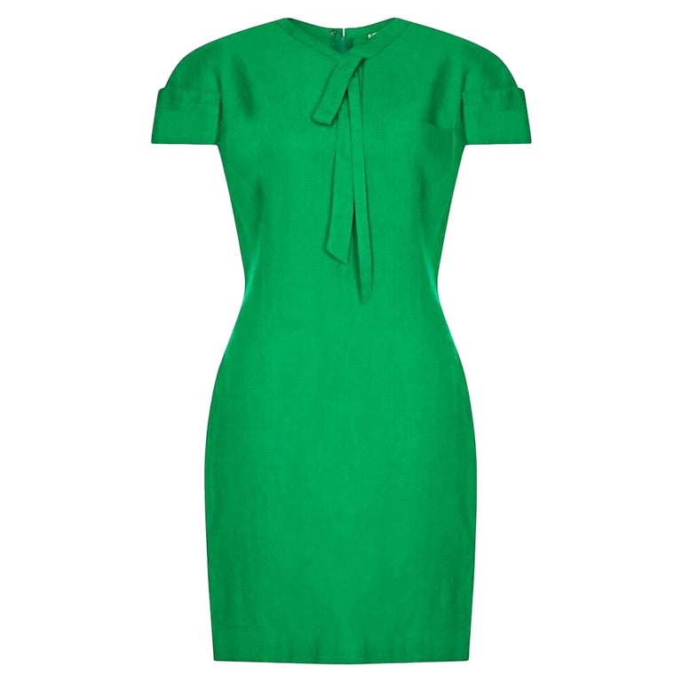 Gianni Versace 1980s Emerald Green Linen Dress at 1stDibs