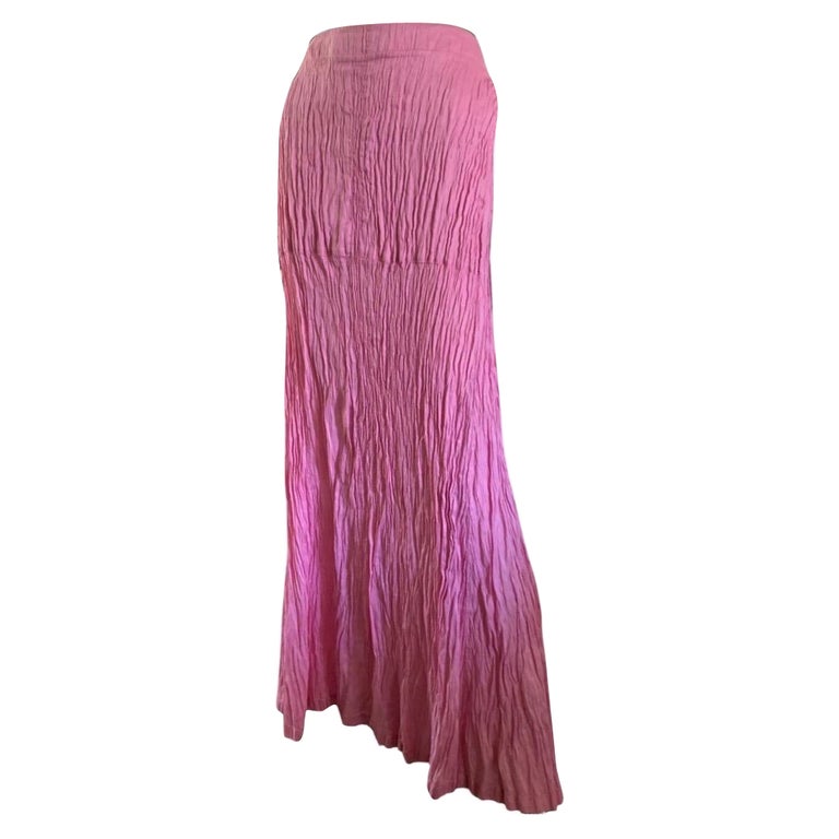 Italian pink Crush Pleat Linen Skirt by 120% Lino Size 10 For Sale at ...