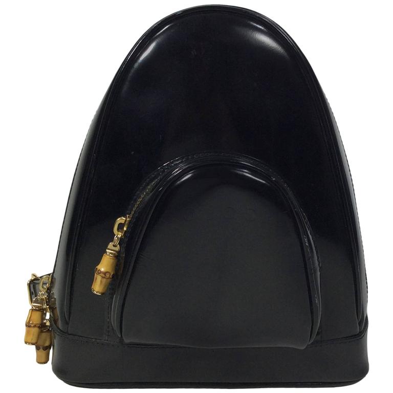 Gucci Black High Polished Leather Sling Bag For Sale at 1stdibs