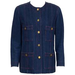 1980's Chanel Collarless Denim Jacket 4